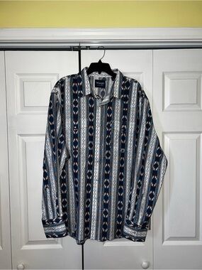 Wrangler Western Checotah Aztec print pearl snap long-sleeve shirt XXL